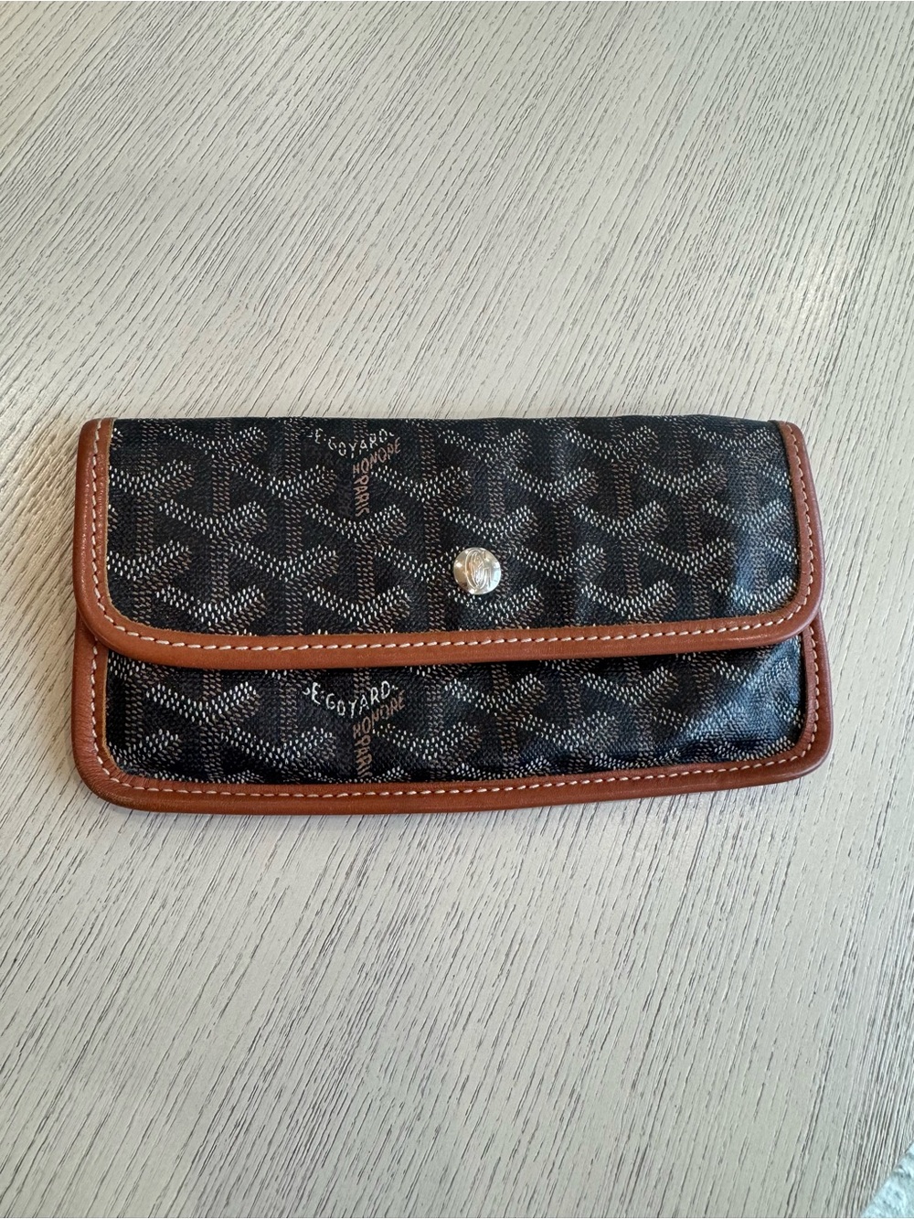 Goyard Removeable Detachable Leather Pouch Pochette Brown/Black